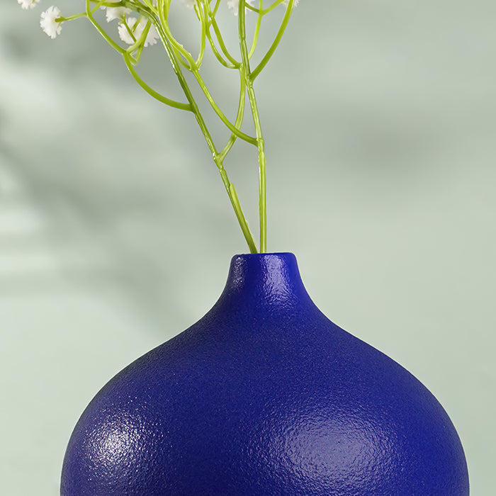 Royal Blue Textured Ceramic Teardrop Vase