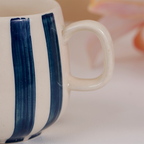 Navy and White Striped Ceramic Mug