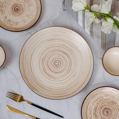 Cream Ceramic Spiral Dinnerware - Set of 3