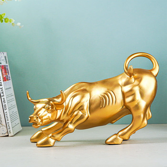 Gold Charging Bull Sculpture