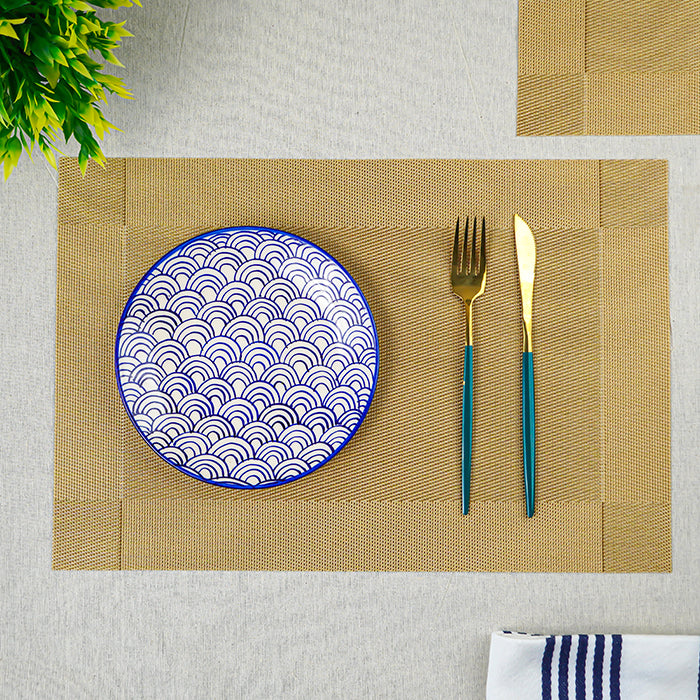 Gold Rectangular Table Mat with Textured Weave