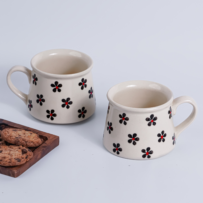Cream Ceramic Mug with Floral Pattern Main image