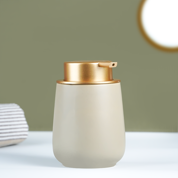 Chic Beige Soap Dispenser with Gold Pump