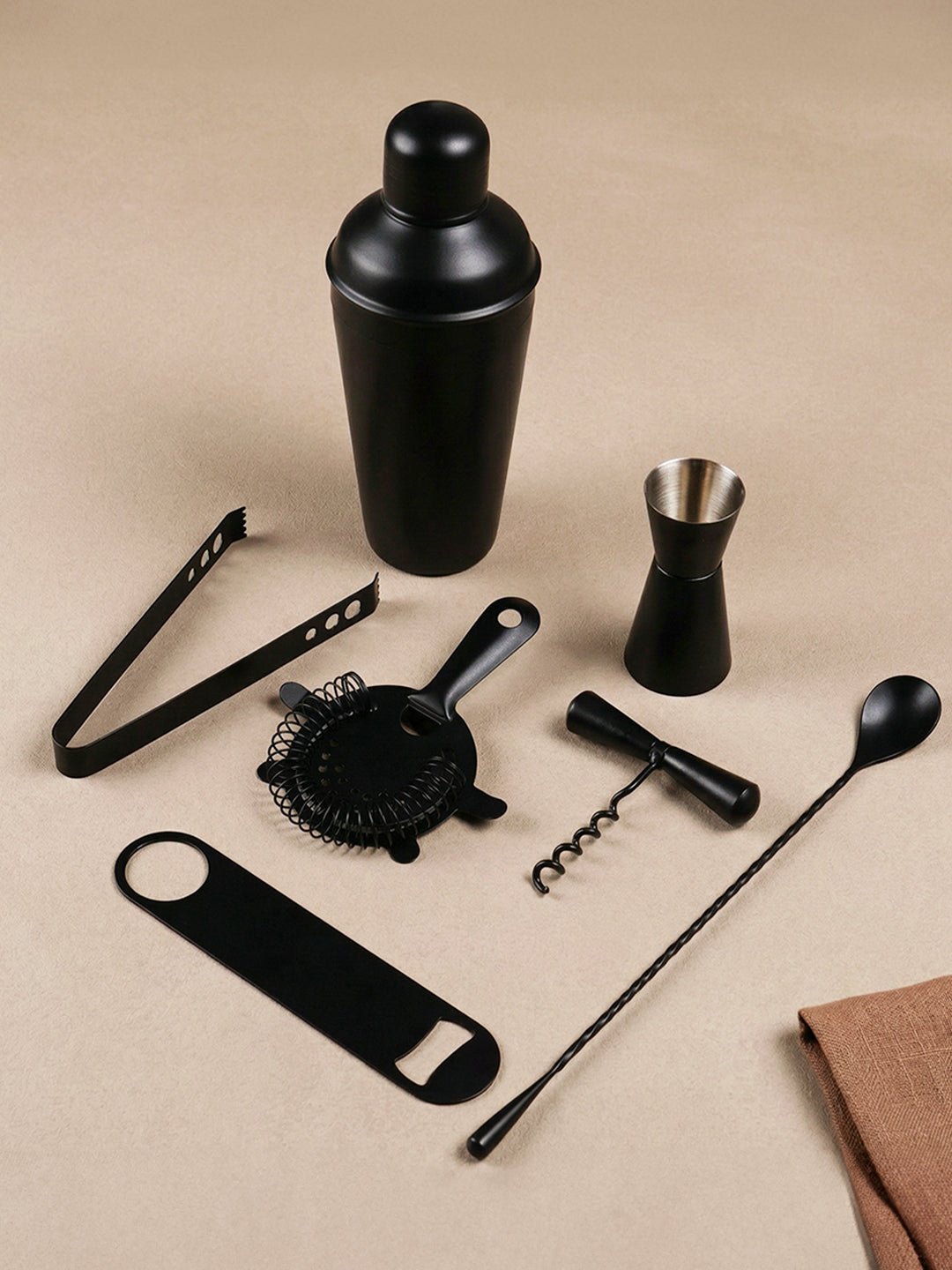 7-Piece Matte Black Bar Tool Set - The Golden Theory Main image
