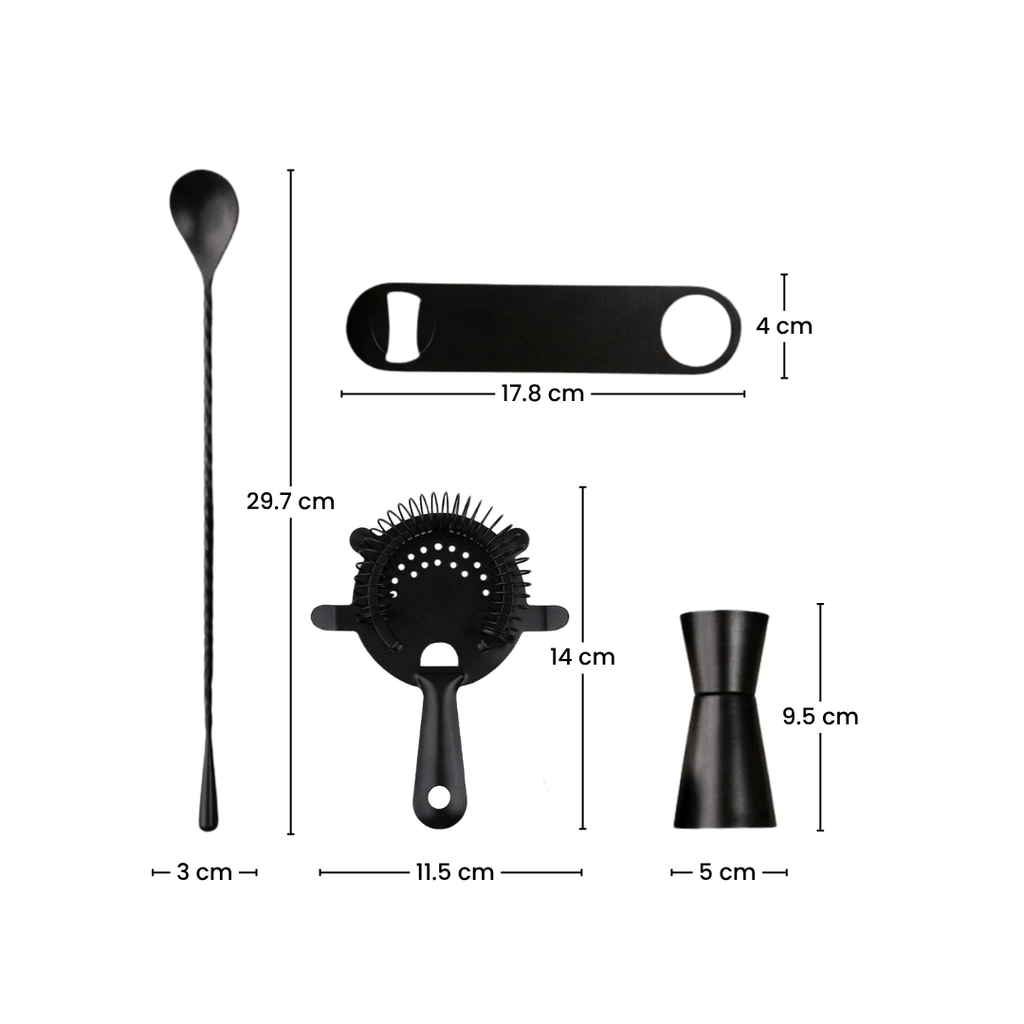 7-Piece Matte Black Bar Tool Set - The Golden Theory