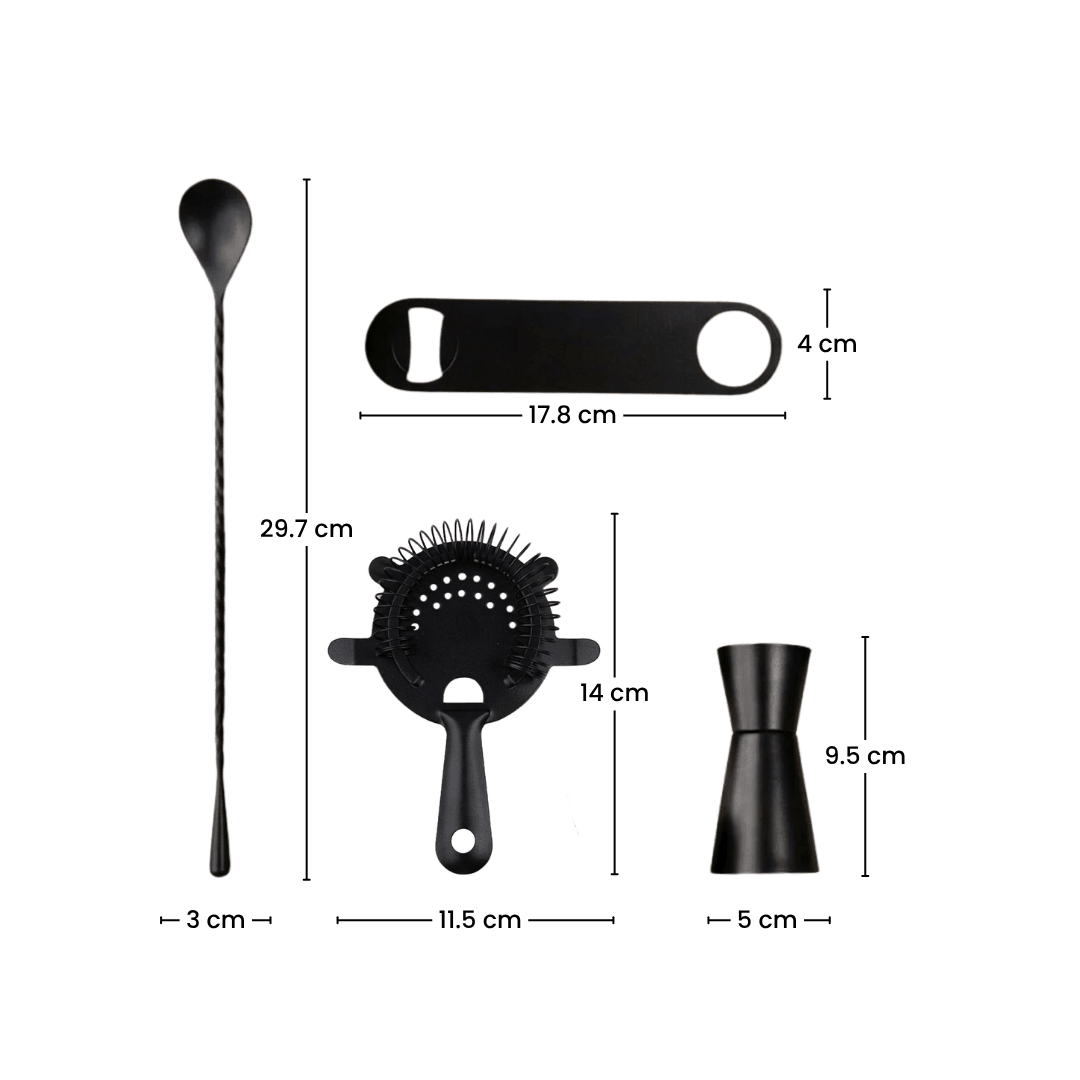 7-Piece Matte Black Bar Tool Set - The Golden Theory