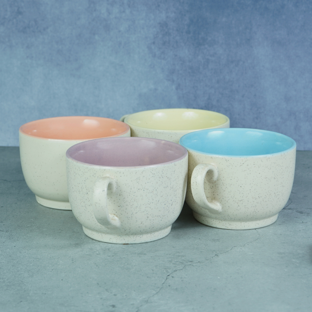 Cappuccino Cup in Light Blue Ceramic with White Exterior