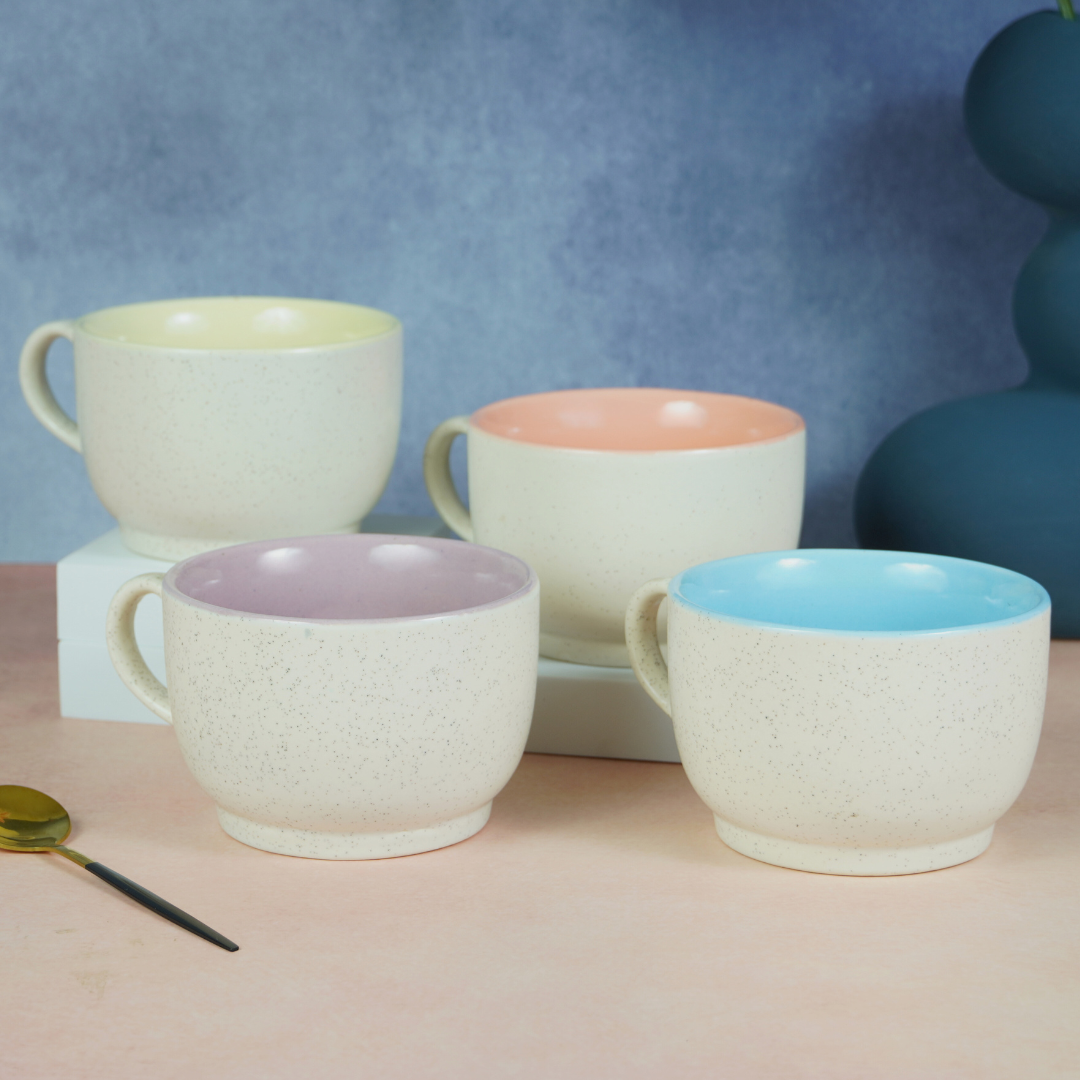 Cappuccino Cup in Pink Ceramic with White Exterior