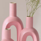 Pink Oval Shaped Ceramic Flower Vase | Set of 3