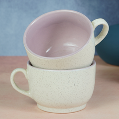 Cappuccino Cup in Pink Ceramic with White Exterior