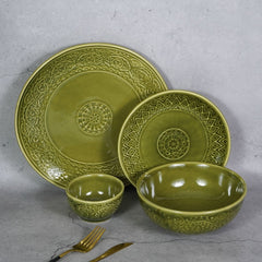 Green Ceramic Dinner Set (Set of 20)