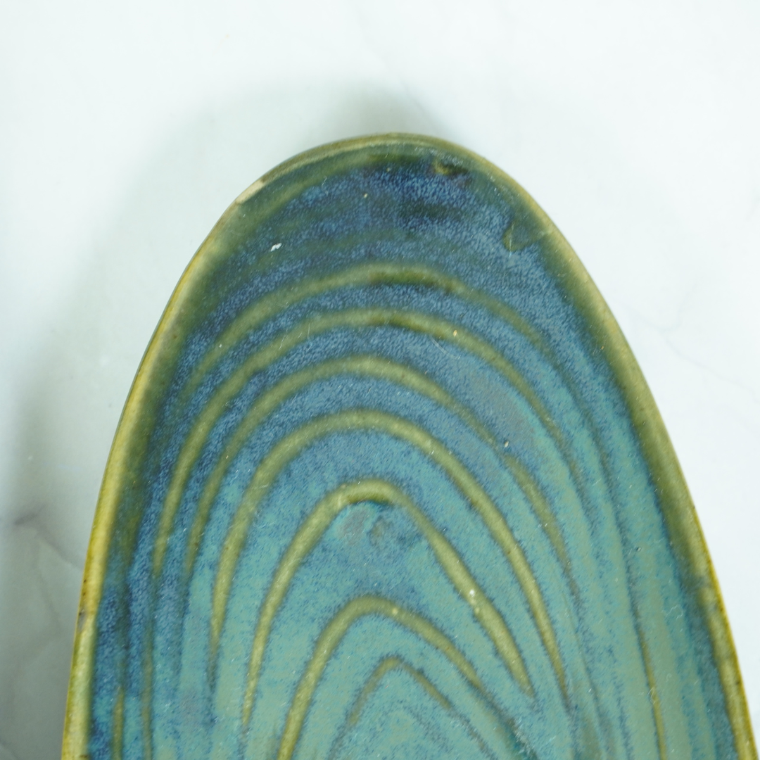 Green Ceramic Drop-Shaped Snack Plate | Set of 2 Secondary image
