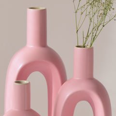 Pink Oval Shaped Ceramic Flower Vase | Set of 3