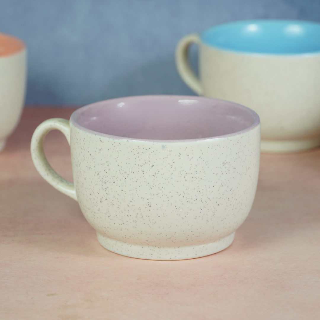 Cappuccino Cup in Pink Ceramic with White Exterior