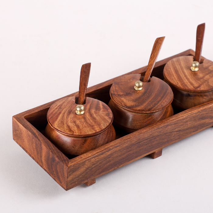 Wooden Chutney Box - Set of 3