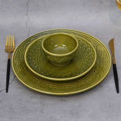 Green Ceramic Dinner Set (Set of 18)