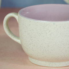 Cappuccino Cup in Pink Ceramic with White Exterior