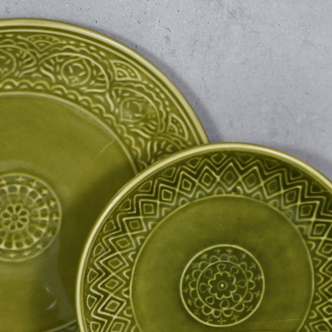 Green Ceramic Dinner Set (Set of 20)