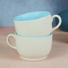 Cappuccino Cup in Light Blue Ceramic with White Exterior