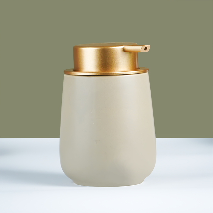 Chic Beige Soap Dispenser with Gold Pump