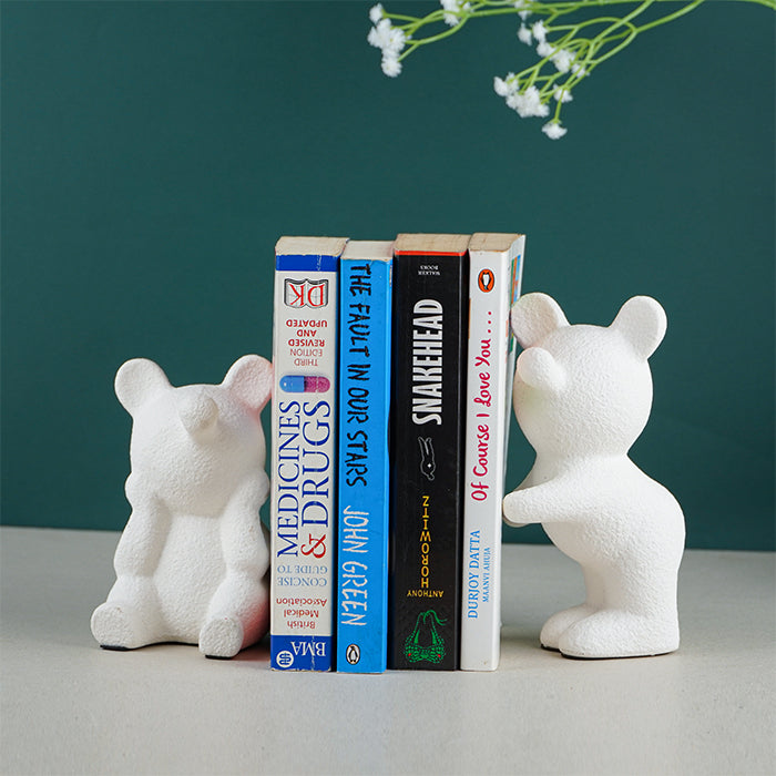 White Bear-Shaped Bookends