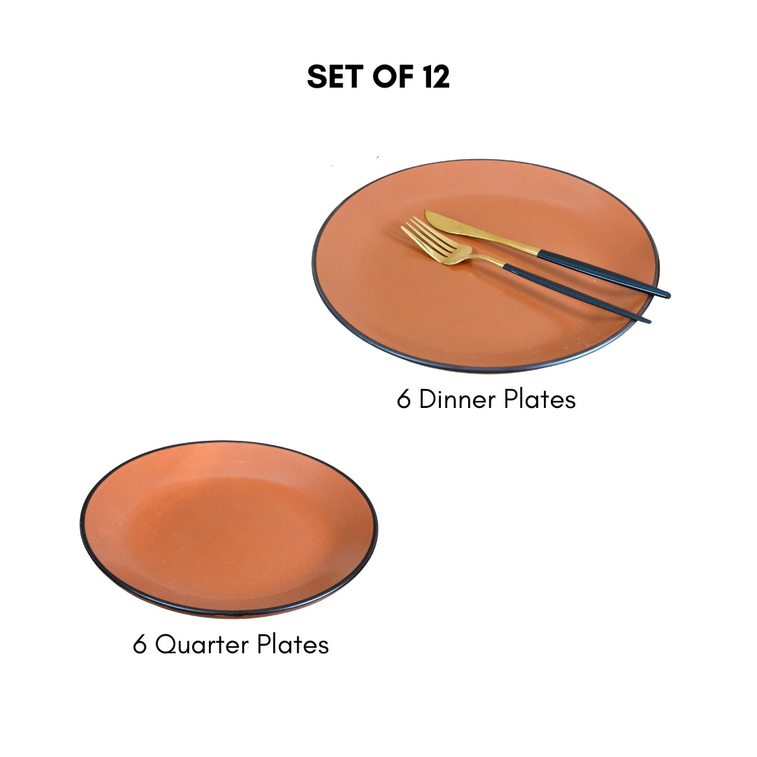 Rust Ceramic Dinner Set (Set of 12)