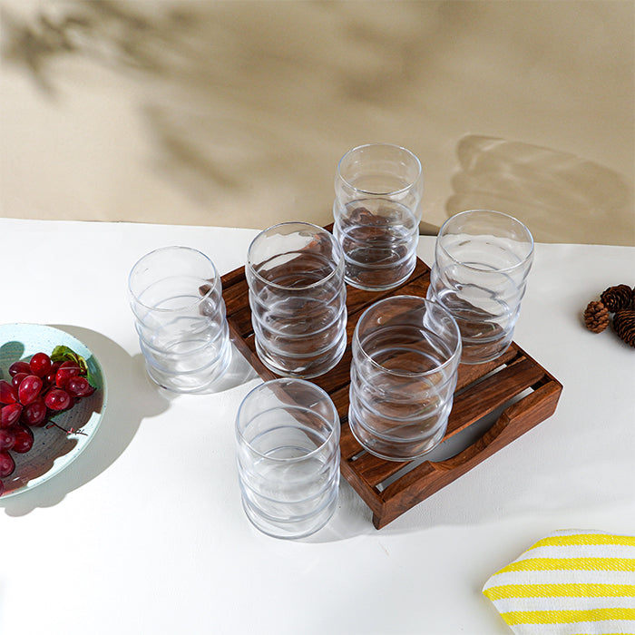 Modern Curved Ripple-Designed Glasses | Set of 6