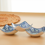 Blue & White Floral Square Ceramic Bowls Set of 3