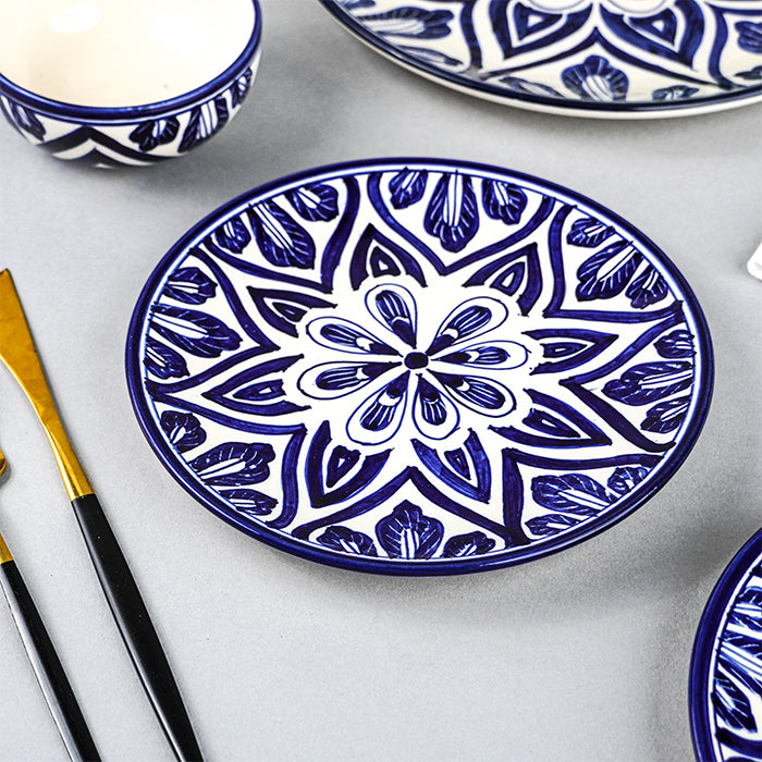 Blue Floral Mandala Design Dinnerware - Set of 18