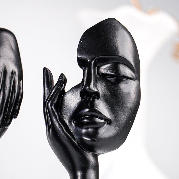 Black Abstract Face Sculptures | Set of 3