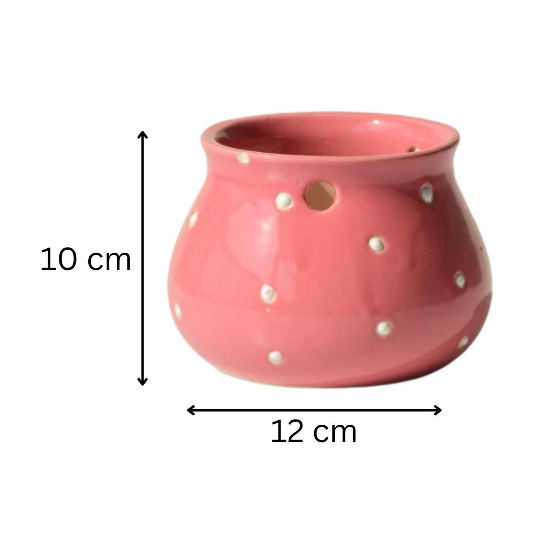 Pink Ceramic Matka Shaped Planter