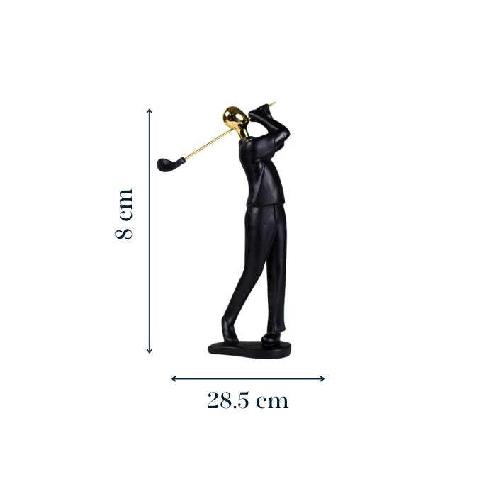 Black and Gold Golf Swing Figurine