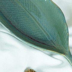 Teal Tropic Ceramic Leaf Platter