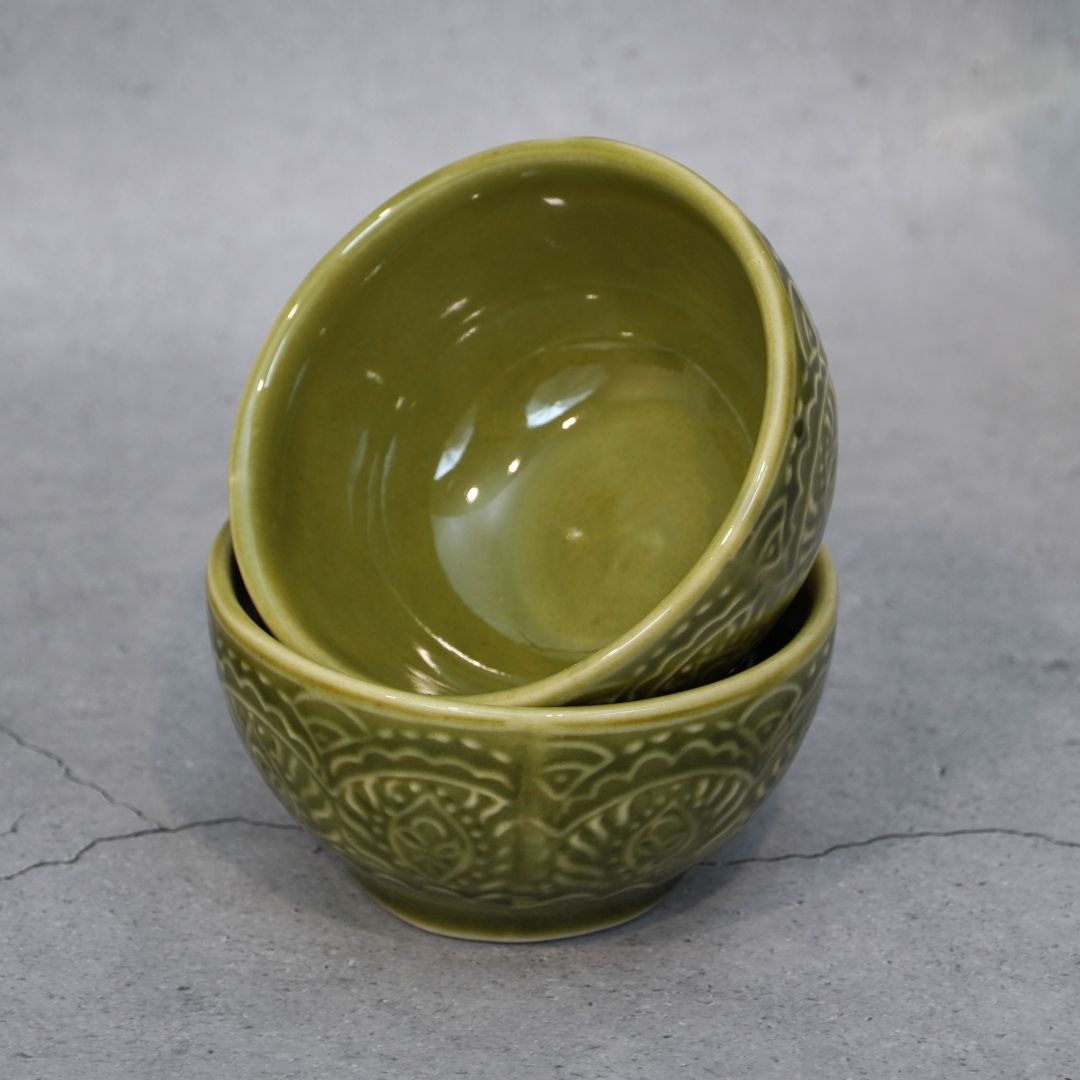 Green Ceramic Dinner Set (Set of 20)