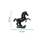 Glossy Black Rearing Horse Statue
