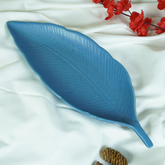 Ocean Blue Ceramic Leaf Platter