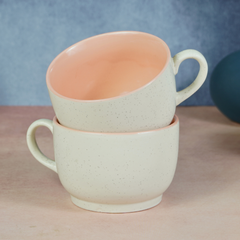 Cappuccino Cup in Orange Ceramic with White Exterior