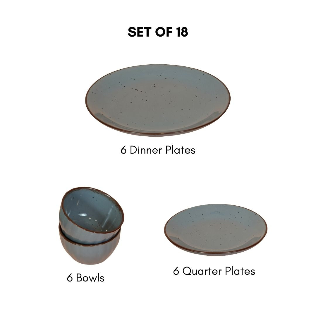 Pebble Grey Ceramic Dinner Set (Set of 18)