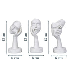White Minimalist Face Sculptures - Set of 3