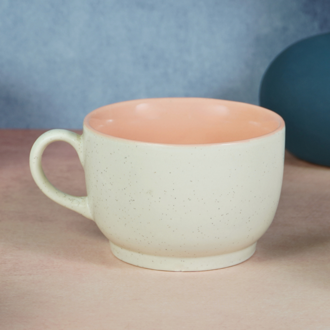 Cappuccino Cup in Orange Ceramic with White Exterior