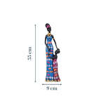 Mother and Child Sculpture with Vibrant Tribal Patterns