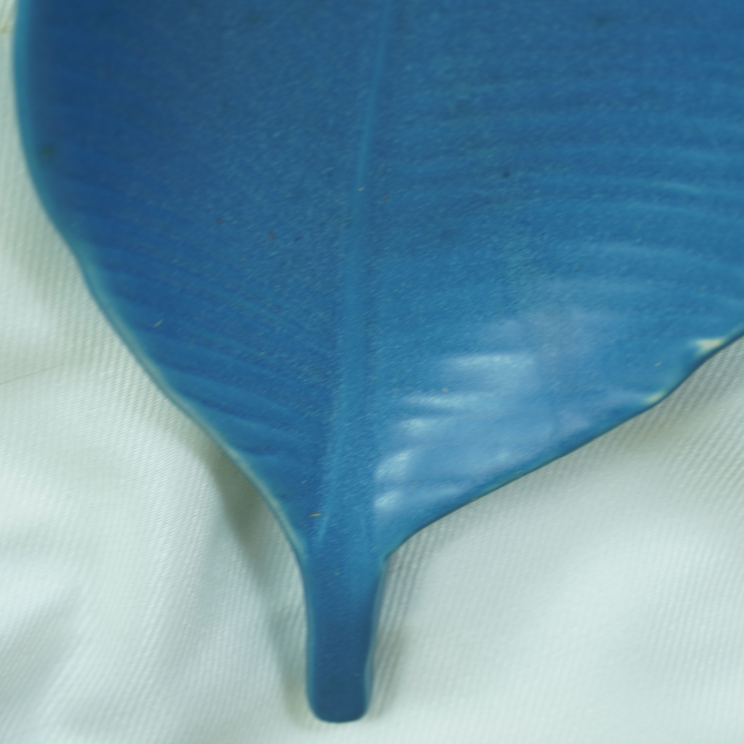 Ocean Blue Ceramic Leaf Platter