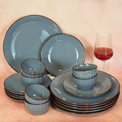 Pebble Grey Ceramic Dinner Set (Set of 18)