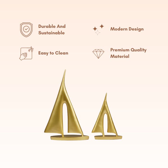 Gold Abstract Sailboat Sculptures