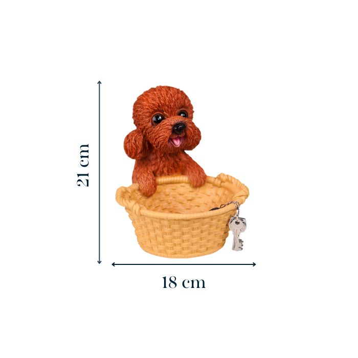 Adorable Brown Puppy Figurine with Basket