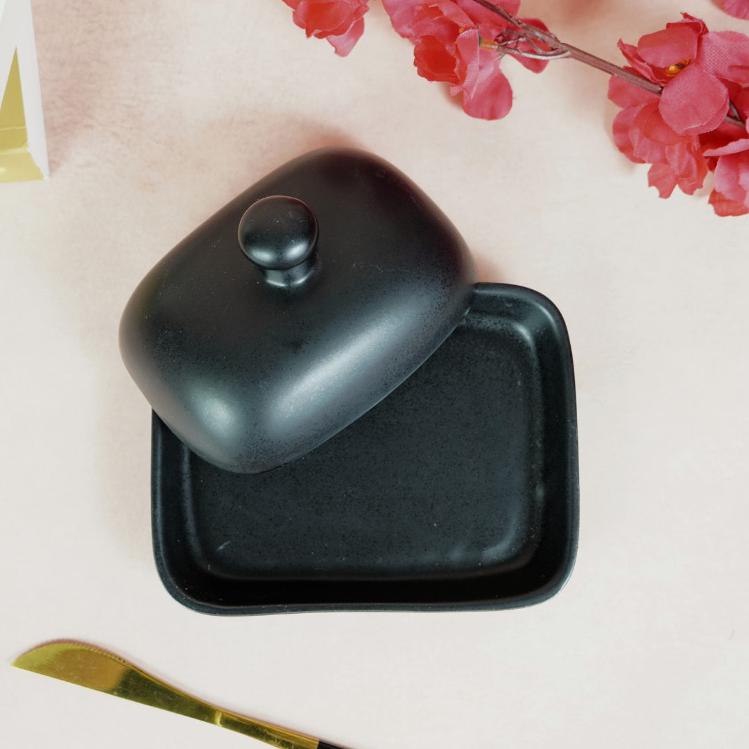 Black Ceramic Butter Dish