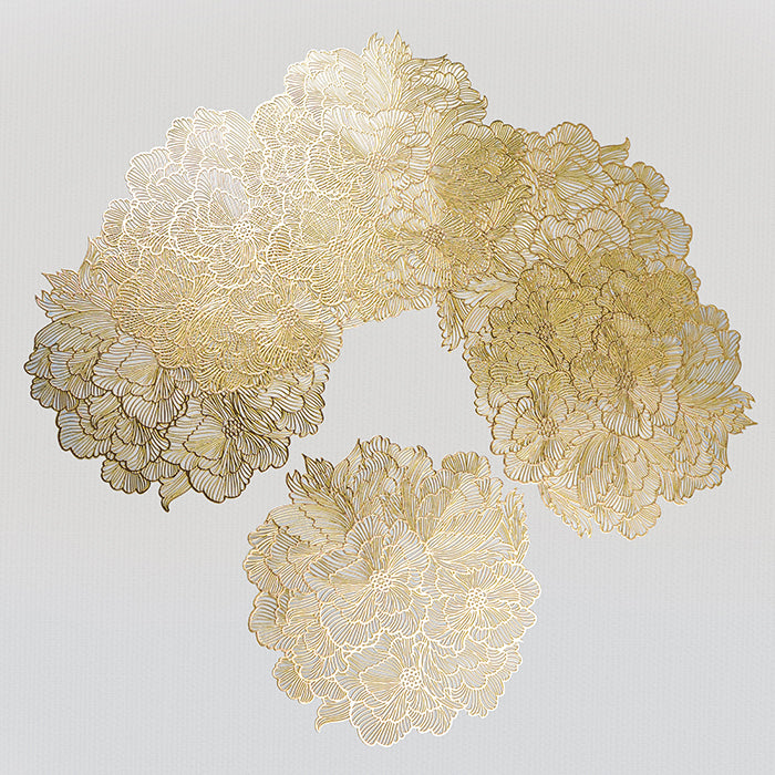 Gold Floral Cutout Table Mat with Peony-Inspired Design