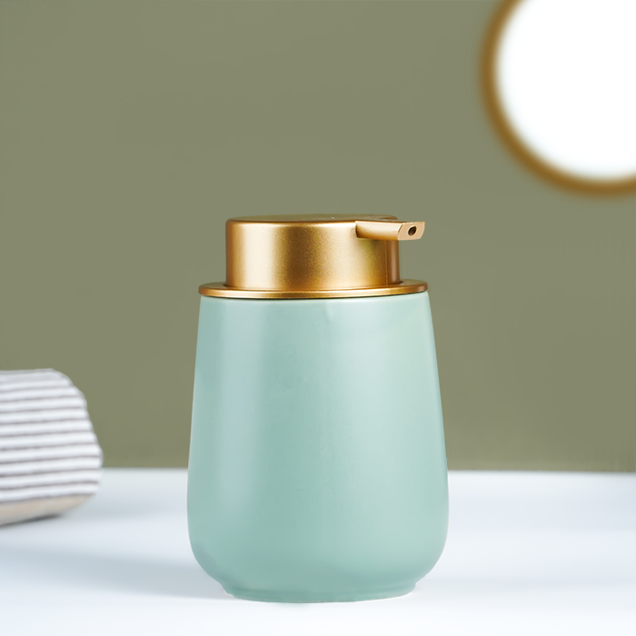 Modern Green Soap Dispenser with Gold Top