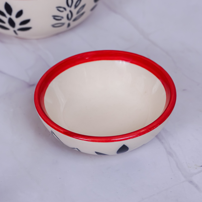 White and Red Ceramic Dinnerware - Set of 24