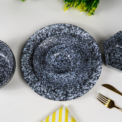 Black and White Speckled Ceramic Dinnerware - Set of 23